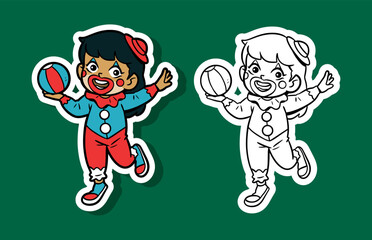 Cheerful Clown Child Juggling a Ball