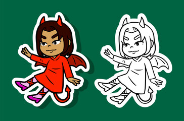 Chibi Devil Girl Cartoon Sticker