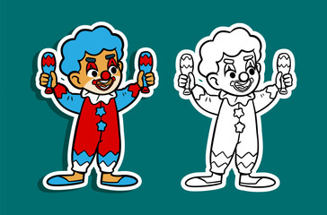 Happy Cartoon Clown with Maracas