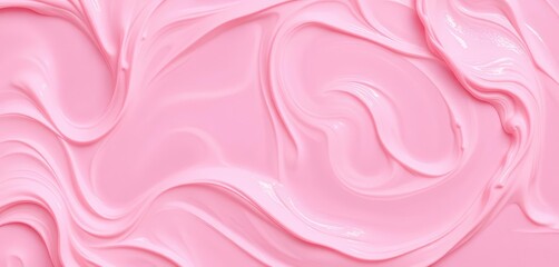 Obraz premium Swirled cream texture smears, pink background, cosmetic pattern, tone, background
