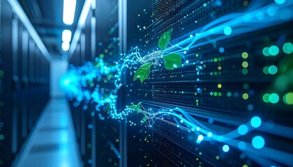 Obraz premium Abstract Data Streams Flowing Through Modern Server Room