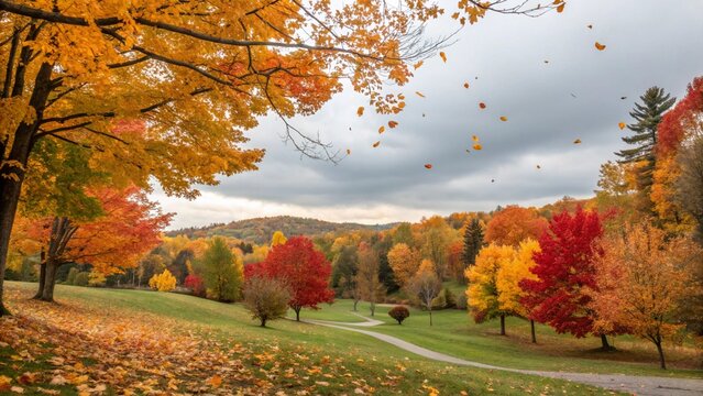 Panoramic View of Central Park in Fall with City Skyline in Background ...