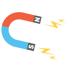 Red and Blue Horseshoe Magnet Icon with Magnetic Force Lines horseshoe magnet on a white background