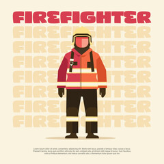 Flat Vector Firefighter Character Illustration