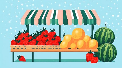 Fruit Stand with Winter Market, and Fresh Produce.