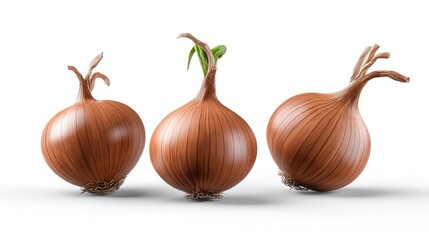 Realistic Onions on Plan white Background