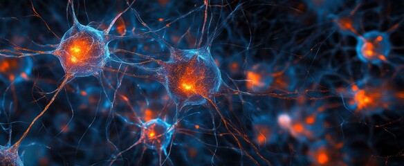 Detailed view of interconnected neurons in a biological network.