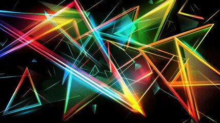 A vibrant abstract design featuring colorful geometric shapes and light effects.