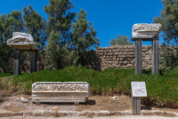 Architectural features on display at Caesarea National Park in Caesarea, Israel.

