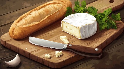 Rustic French Bread with Camembert Cheese.