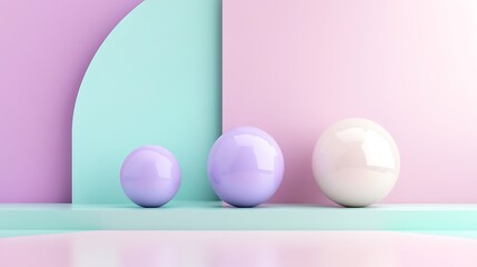 Pastel spheres on minimal platform.