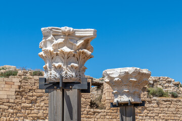 Architectural features on display at Caesarea National Park in Caesarea, Israel.
