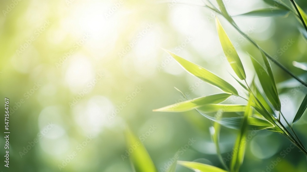 Leinwandbilder sunlight illuminates vibrant green bamboo leaves, creating a serene and peaceful natural scene. the 
