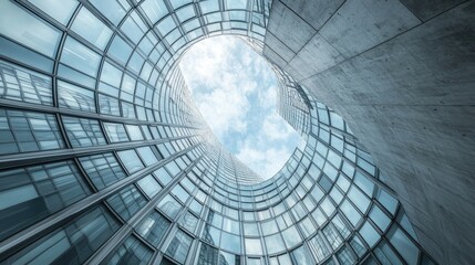 Naklejka premium Modern Architecture: A Symphony of Glass and Concrete