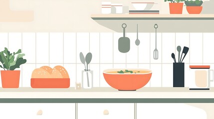 Cozy Kitchen Countertop Still Life.