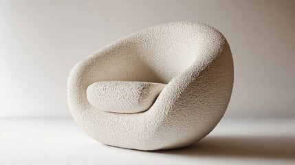 Beige armchair with textured surface, isolated on white