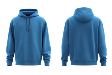 Elegant Flat Mockup of a Blue Hoodie