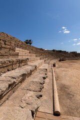 Seating for the hippodrome at Caesarea National Park in Israel.
