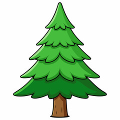 Cartoon pine tree illustration with layered green foliage