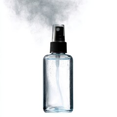 Naklejka premium Transparent Spray Bottle with Fine Mist Clean Product Packaging Mockup Isolated on White Background