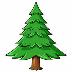 Cartoon pine tree illustration with layered green foliage