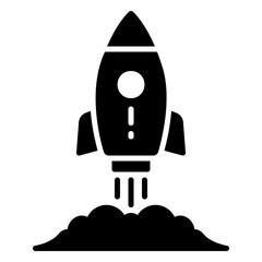 Fototapeta premium Rocket launch icon for space exploration and startups
