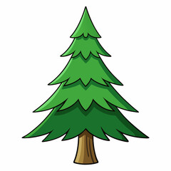 Cartoon pine tree illustration with layered green foliage