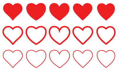 Set of hearts in black color, Black heart icons set vector, Set of 15 hearts of different shapes for web. Heart collection. Vector-eps 10