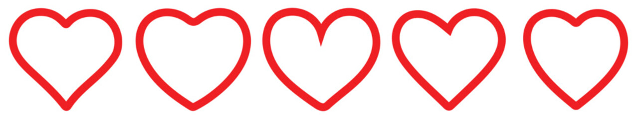 Heart vector icons. Set of love symbols isolated, vector illustration.
