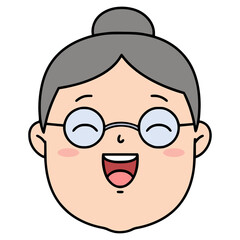 old woman laugh happy smile face expression flat color vector illustration template design