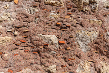 Archaeological section showing the different strata that was gone through to uncover the ruins at Caesarea National Park in Caesarea, Israel.
