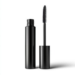 Obraz premium Elegant Black Mascara and Applicator Beauty Product Shot for Cosmetic Advertisement