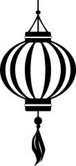 Black and white Chinese Lantern Festival vector illustration