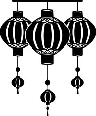 Black and white Chinese Lantern Festival vector illustration