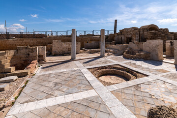 Public Bath House ruins at Caesarea National Park in Caesarea, Israel.
