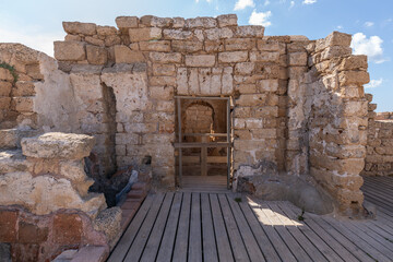 Public Bath House ruins at Caesarea National Park in Caesarea, Israel.
