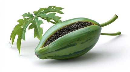 Realistic Papaya on Plan white Background
