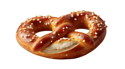 Artisanal Pretzel Delight: A close-up of a meticulously crafted, golden-brown pretzel, its surface adorned with glistening salt crystals.