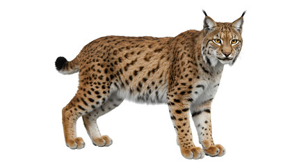 Fototapeta premium Lynx Walking Through Snowy Forest