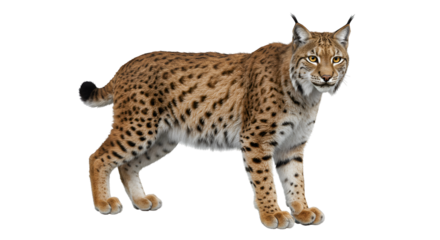 Lynx Walking Through Snowy Forest