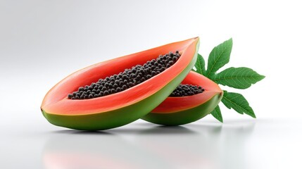 Realistic Papaya on Plan white Background