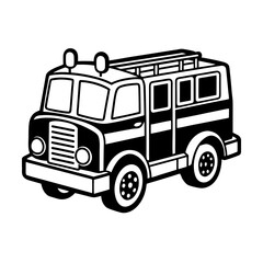 a simple black and white drawing fire truck vector art