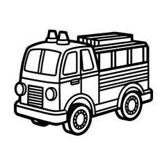 a simple black and white drawing fire truck vector art