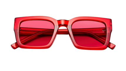 Bold Red Square Sunglasses Icon Isolated on White Background