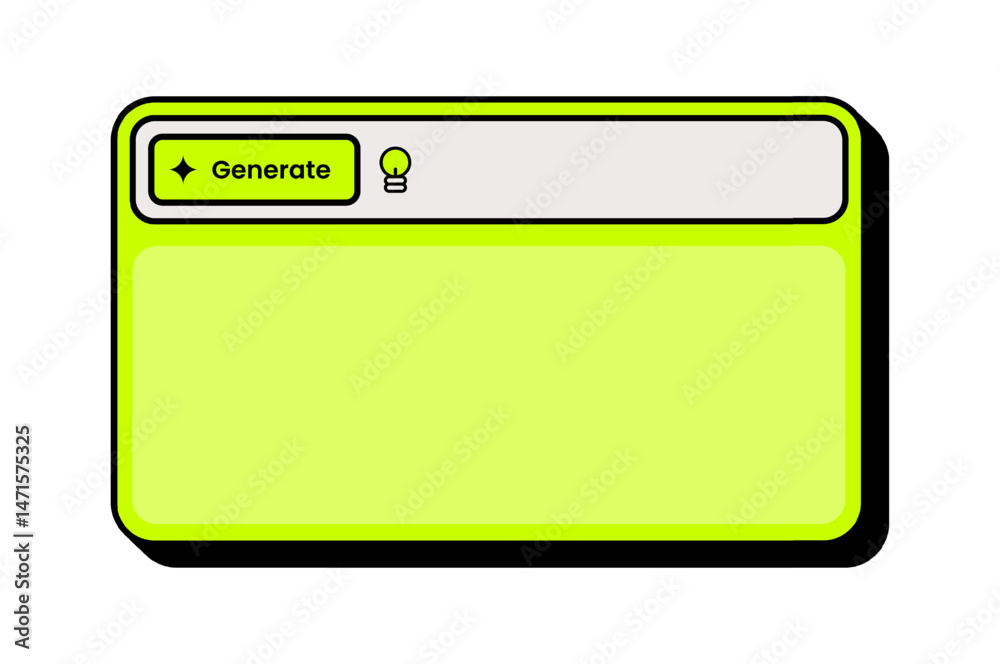 Poster simple user interface frame with generate action. minimalist ui frame with generate button for web o