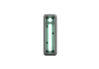 Glowing Green Letter I Neon Font isolated on transparent background