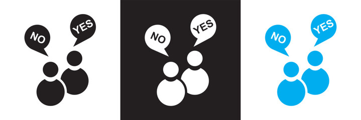 Fototapeta premium People opinion yes no icon. Vector for websites, mobile interfaces, presentations, banner, visual branding etc. Vector illustration. isolated on white and black background. EPS 10
