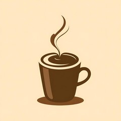 Obraz premium Minimalist Coffee Cup Logo with Heart Steam – Cozy Café Style 