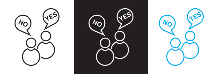 Fototapeta premium People opinion yes no icon. Vector for websites, mobile interfaces, presentations, banner, visual branding etc. Vector illustration. isolated on white and black background. EPS 10
