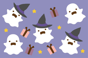 帽子をかぶったハロウィンのかわいいオバケ